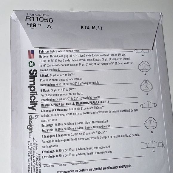 Simplicity face mask sewing pattern - Picture 4 of 4